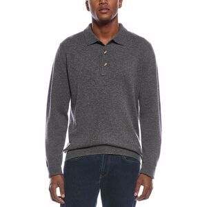 Kier + J Mens Mixed Stitch Wool & Cashmere-Blend Polo Sweater, Grey